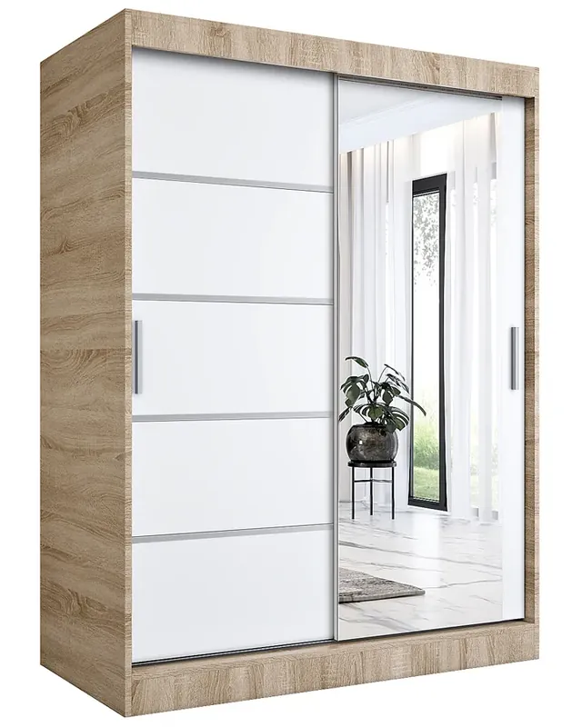 Szafa przesuwna 150 cm dąb sonoma + biały - Marmos 4X